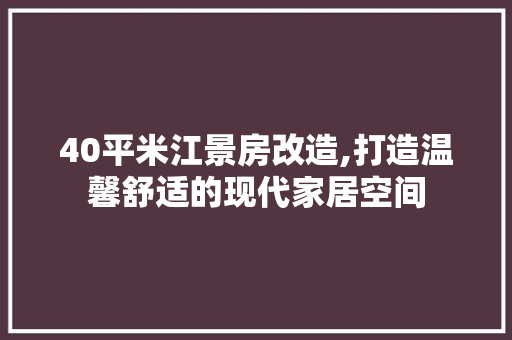 40平米江景房改造,打造温馨舒适的现代家居空间