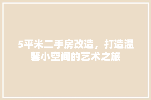 5平米二手房改造，打造温馨小空间的艺术之旅(50平二手房改造)