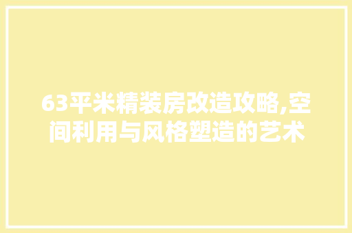63平米精装房改造攻略,空间利用与风格塑造的艺术(精装改造 每平米价格)