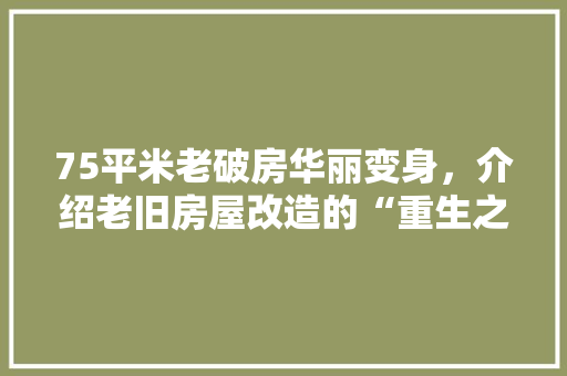 75平米老破房华丽变身，介绍老旧房屋改造的“重生之路”