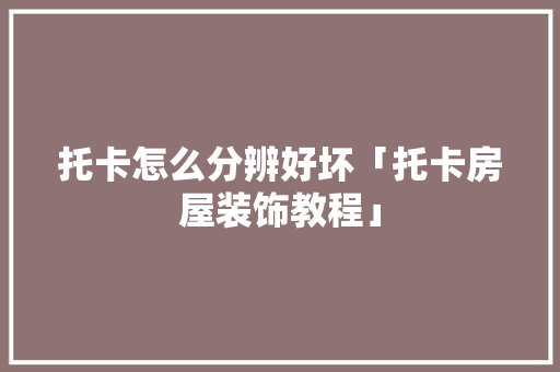 托卡怎么分辨好坏「托卡房屋装饰教程」(托卡怎么分辨真假)