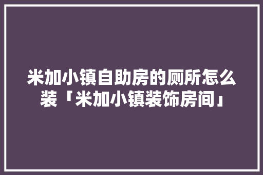 米加小镇自助房的厕所怎么装「米加小镇装饰房间」(米加小镇自己怎么装修)