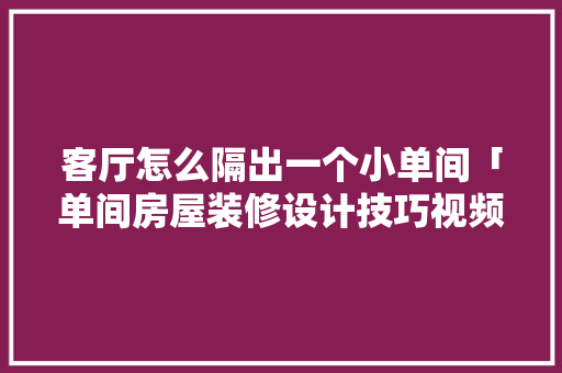 客厅怎么隔出一个小单间「单间房屋装修设计技巧视频」(客厅如何隔出一个小房间)