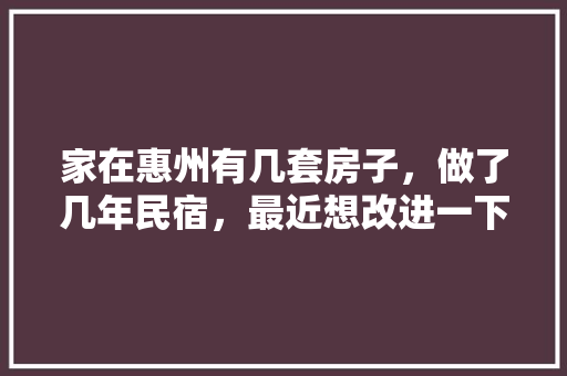 家在惠州有几套房子，做了几年民宿，最近想改进一下装修，求个有新意的方案！谢谢「房屋装修创意技巧有哪些方面」