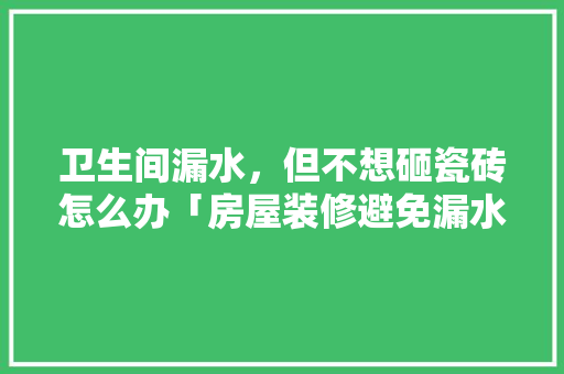 卫生间漏水，但不想砸瓷砖怎么办「房屋装修避免漏水小技巧有哪些」