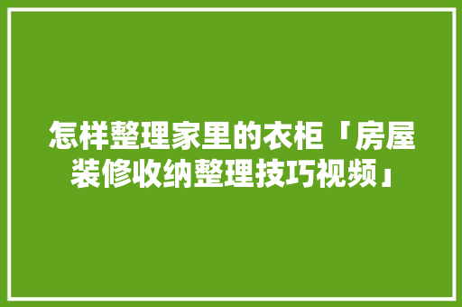 怎样整理家里的衣柜「房屋装修收纳整理技巧视频」(家里衣柜如何整理)