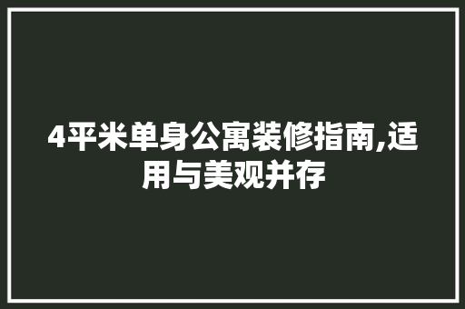 4平米单身公寓装修指南,适用与美观并存 4平米单身公寓装修指南,适用与美观并存 MI家装修经验