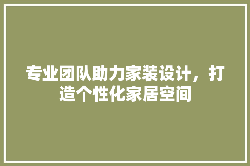 专业团队助力家装设计，打造个性化家居空间(家装团队介绍)