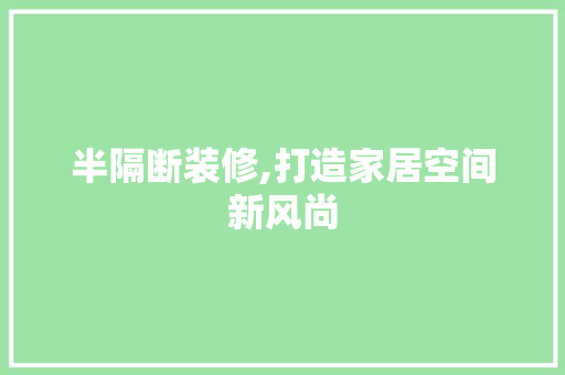 半隔断装修,打造家居空间新风尚