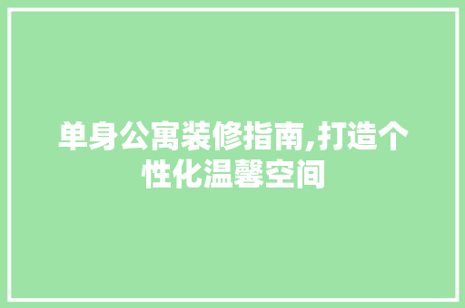 单身公寓装修指南,打造个性化温馨空间(单身公寓装修方案)