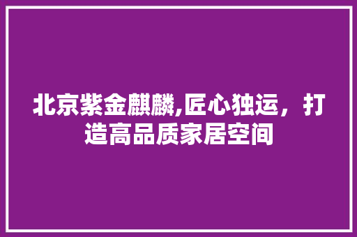 北京紫金麒麟,匠心独运，打造高品质家居空间(北京紫金麒麟装饰公司)