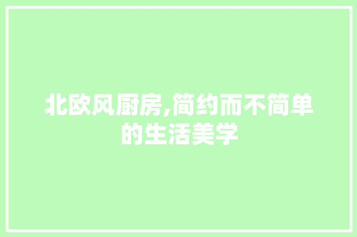 北欧风厨房,简约而不简单的生活美学(北欧风厨房介绍)