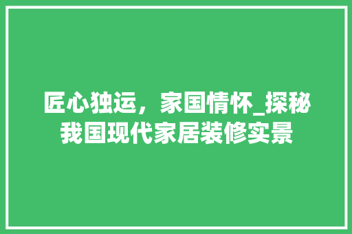 匠心独运，家国情怀_探秘我国现代家居装修实景 匠心独运，家国情怀_探秘我国现代家居装修实景 MI家装修攻略