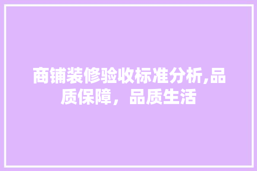 商铺装修验收标准分析,品质保障，品质生活 商铺装修验收标准分析,品质保障，品质生活 MI家装修攻略