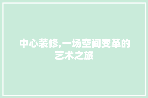 中心装修,一场空间变革的艺术之旅(中心效果图)