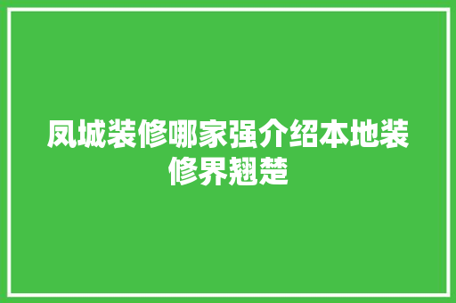 凤城装修哪家强介绍本地装修界翘楚 凤城装修哪家强介绍本地装修界翘楚 MI家装修攻略
