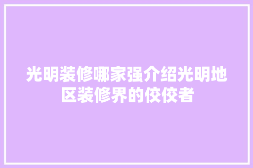 光明装修哪家强介绍光明地区装修界的佼佼者 光明装修哪家强介绍光明地区装修界的佼佼者 MI家装修经验