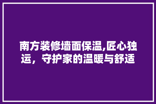 南方装修墙面保温,匠心独运，守护家的温暖与舒适(南方墙体保温)
