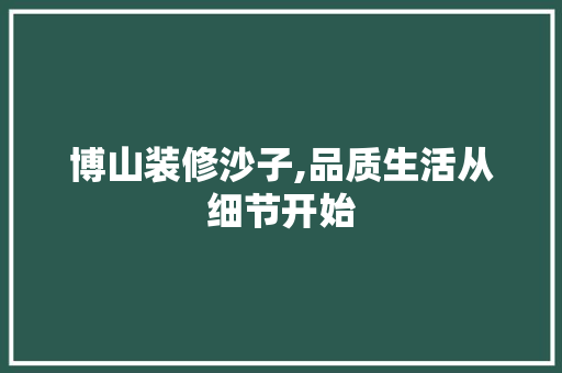博山装修沙子,品质生活从细节开始 博山装修沙子,品质生活从细节开始 MI家公司推荐