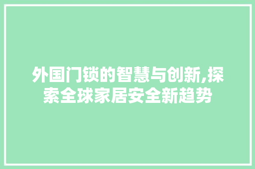 外国门锁的智慧与创新,探索全球家居安全新趋势(国外门锁品牌排行榜)