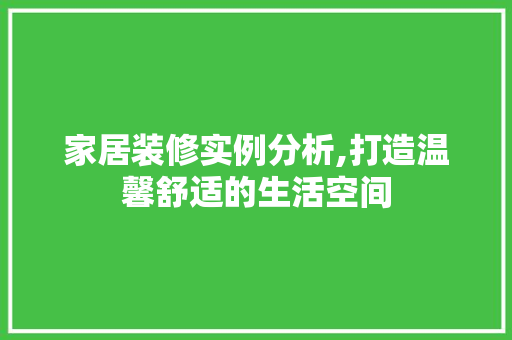 家居装修实例分析,打造温馨舒适的生活空间 家居装修实例分析,打造温馨舒适的生活空间 MI家设计指南