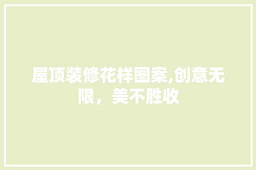 屋顶装修花样图案,创意无限，美不胜收