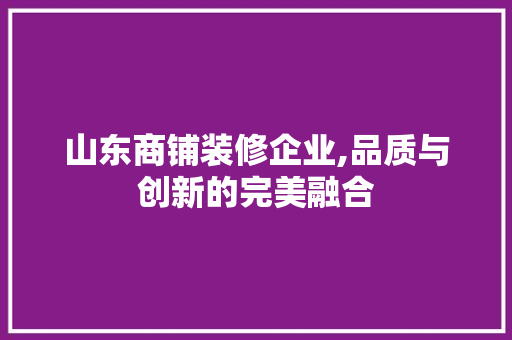 山东商铺装修企业,品质与创新的完美融合(山东店铺装修公司牌子好)