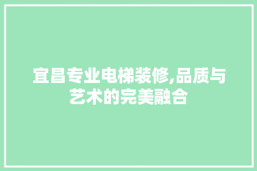 宜昌专业电梯装修,品质与艺术的完美融合(宜昌电梯安装公司)