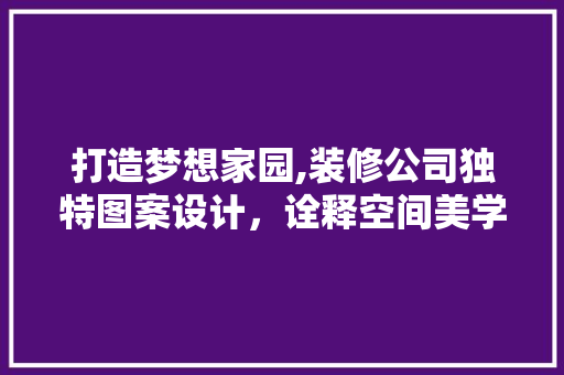 打造梦想家园,装修公司独特图案设计，诠释空间美学与生活品质(装修 梦想家)