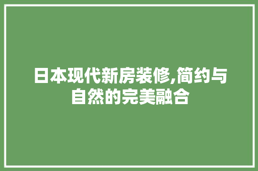日本现代新房装修,简约与自然的完美融合(日本现代装修风格)