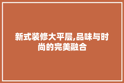 新式装修大平层,品味与时尚的完美融合(大平层装修视频)