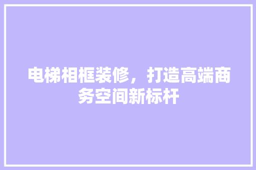电梯相框装修，打造高端商务空间新标杆(电梯相框广告怎么安装)