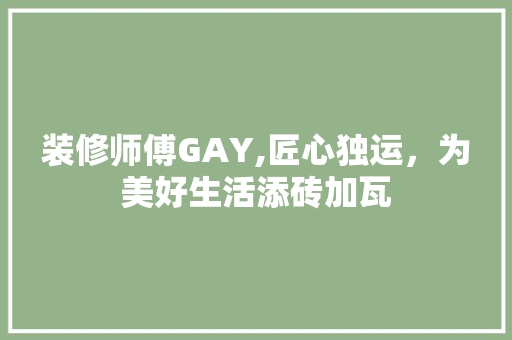 装修师傅GAY,匠心独运，为美好生活添砖加瓦 装修师傅GAY,匠心独运，为美好生活添砖加瓦 MI家设计百科