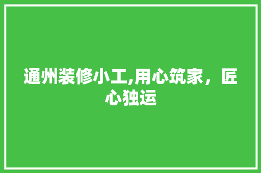 通州装修小工,用心筑家，匠心独运 通州装修小工,用心筑家，匠心独运 MI家设计指南