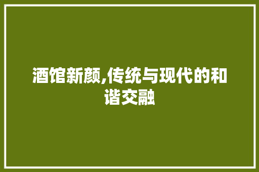 酒馆新颜,传统与现代的和谐交融(酒馆的文化)