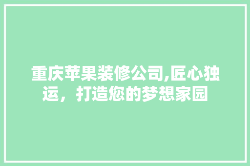 重庆苹果装修公司,匠心独运，打造您的梦想家园