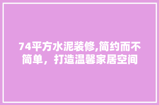 74平方水泥装修,简约而不简单，打造温馨家居空间