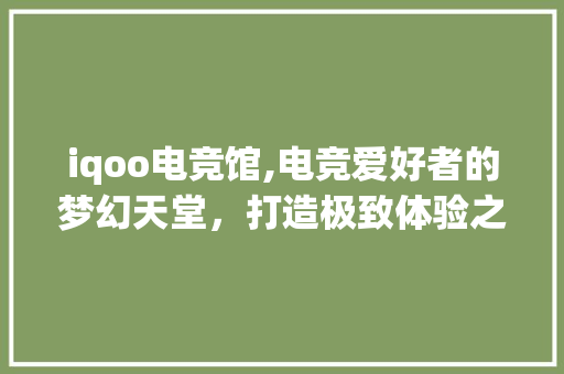 iqoo电竞馆,电竞爱好者的梦幻天堂，打造极致体验之旅