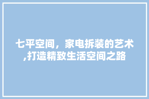 七平空间,家电拆装的艺术,打造精致生活空间之路 MI家公司推荐 七平空间,家电拆装的艺术,打造精致生活空间之路 七平空间,家电拆装的艺术,打造精致生活空间之路 MI家公司推荐