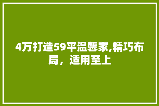 4万打造59平温馨家,精巧布局，适用至上 4万打造59平温馨家,精巧布局，适用至上 MI家设计指南