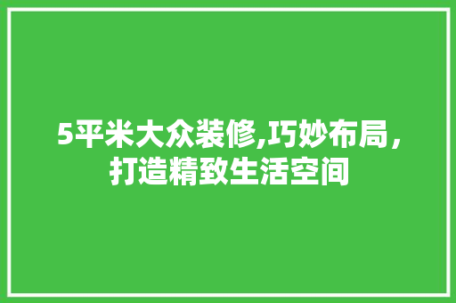 5平米大众装修,巧妙布局，打造精致生活空间 5平米大众装修,巧妙布局，打造精致生活空间 MI家装修经验