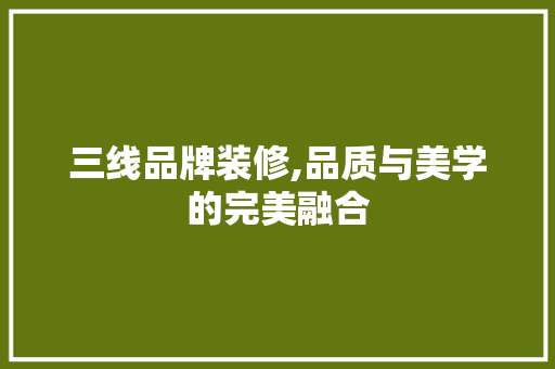 三线品牌装修,品质与美学的完美融合 三线品牌装修,品质与美学的完美融合 MI家装修攻略