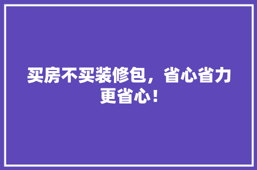 买房不买装修包，省心省力更省心！ 买房不买装修包，省心省力更省心！ MI家设计百科