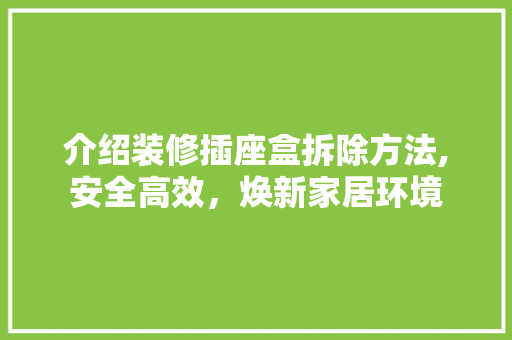 介绍装修插座盒拆除方法,安全高效，焕新家居环境 介绍装修插座盒拆除方法,安全高效，焕新家居环境 MI家设计百科