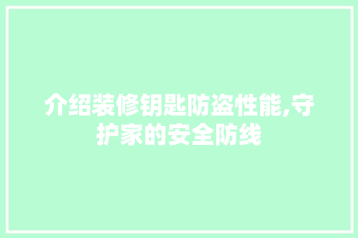 介绍装修钥匙防盗性能,守护家的安全防线 介绍装修钥匙防盗性能,守护家的安全防线 MI家装修经验