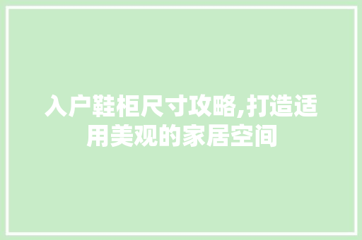 入户鞋柜尺寸攻略,打造适用美观的家居空间(入户鞋柜多高多宽合适)