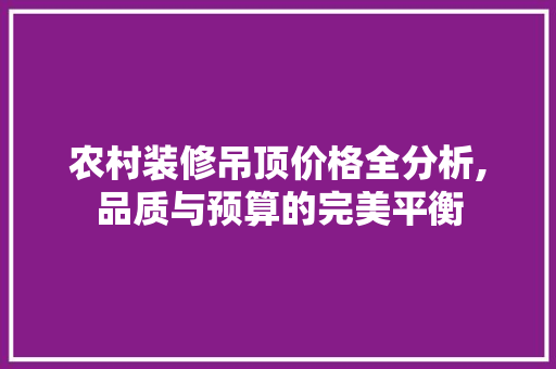 农村装修吊顶价格全分析,品质与预算的完美平衡 农村装修吊顶价格全分析,品质与预算的完美平衡 MI家公司推荐