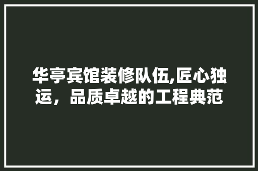 华亭宾馆装修队伍,匠心独运，品质卓越的工程典范