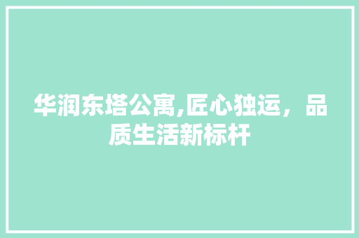 华润东塔公寓,匠心独运，品质生活新标杆