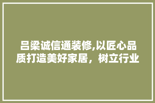 吕梁诚信通装修,以匠心品质打造美好家居，树立行业典范 吕梁诚信通装修,以匠心品质打造美好家居，树立行业典范 MI家装修攻略